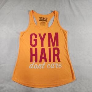 CHIN UP Lightweight Activewear Workout Tank Top - Small - Flowy Cute Fun Orange